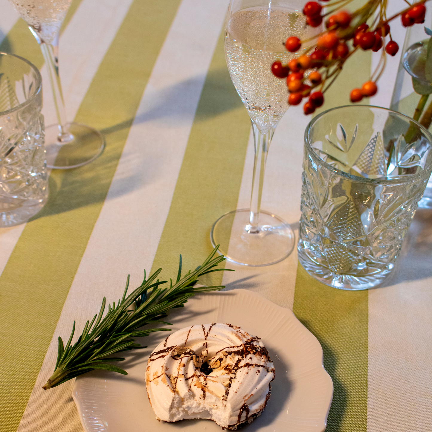 Table Label Groen Gestreept Tafelkleed