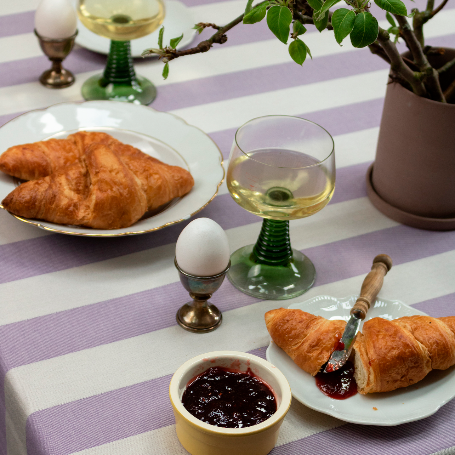 Table Label Paars Gestreept Tafelkleed