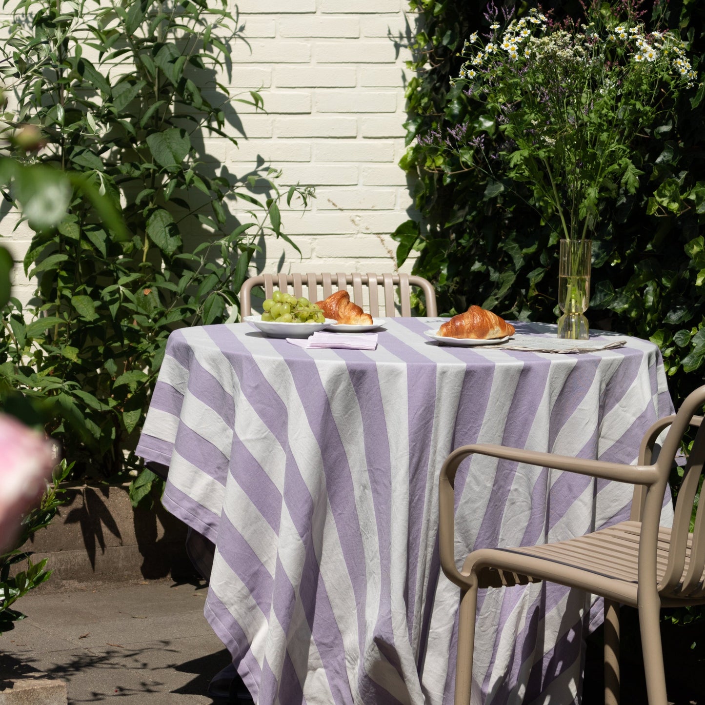 Table Label Paars Gestreept Tafelkleed