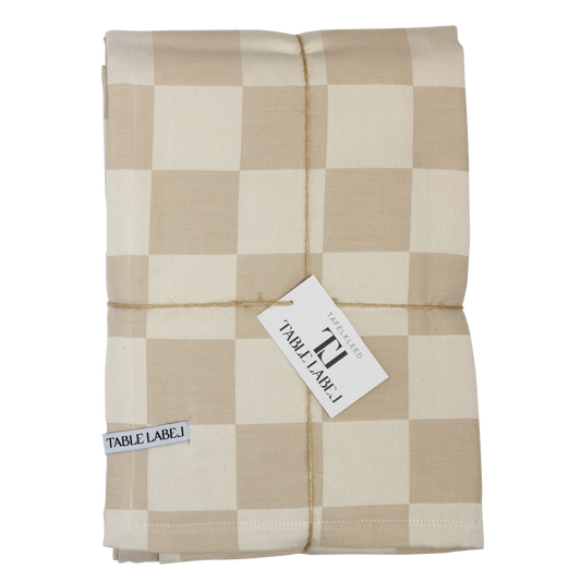 Table Label Beige Geblokt Tafelkleed